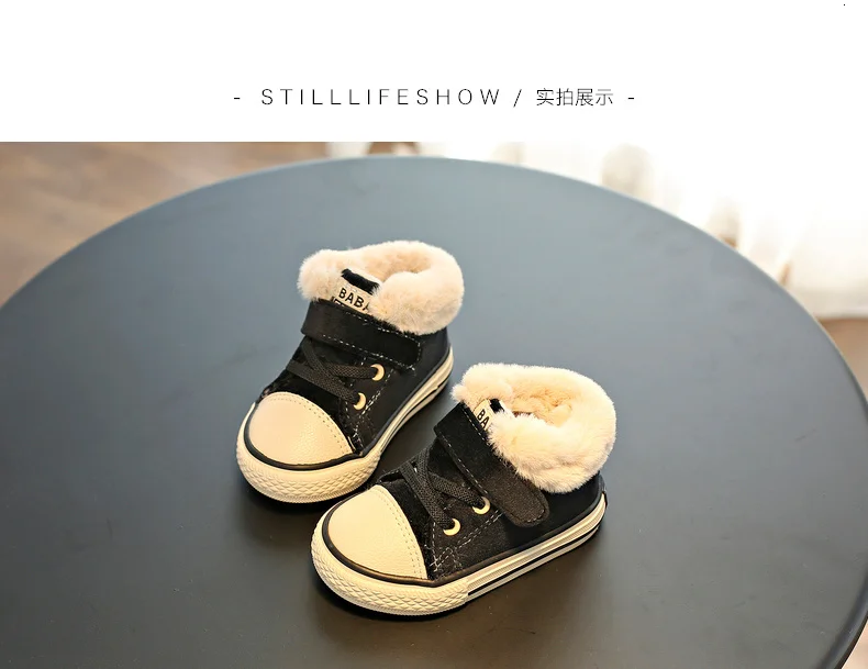 Baby Winter Shoes,Girls Boots 1-3T Warm Fur Boys Shoes, Plus Velvet Toddler Boots Winter New Type Children Cotton Shoes