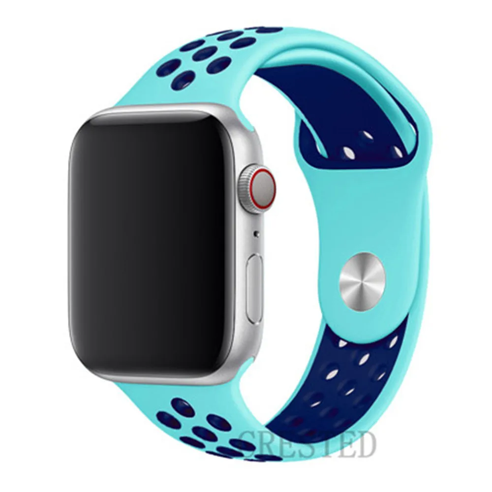 green blue 9 Ремешок для apple watch 5 4 3 ремешок 44 мм/40 мм iwatch ремешок 5 42 мм/38 мм correa силиконовый браслет аксессуары для часов - Цвет ремешка: green blue 9