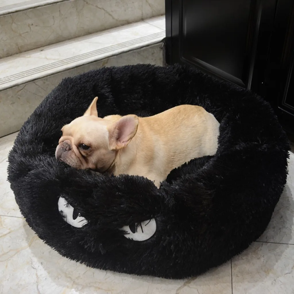 Плюшевая круглая кровать для собаки моющаяся кровать для питомца кошки дышащая кровать для собаки лежак диван для маленьких средних собак супер мягкие плюшевые прокладки продукты