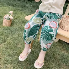 Zai Diary/Коллекция года, летние штаны для мальчиков и девочек, 6 цветов, цветочный принт, чистый хлопок, Антимоскитные штаны ku bao закрытые штаны-шаровары