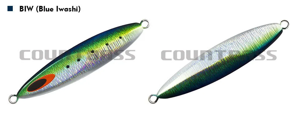 1pc COUNTBASS 80g 2.8oz Jigging Lures, Willow Slow Jigs, Saltwater Metal Lead Fishing Lures UV Colors available - Цвет: 16 BIW