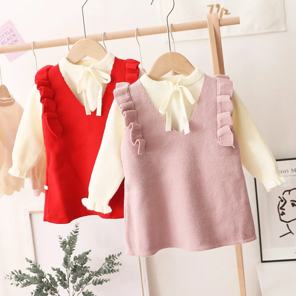 2 шт. детский трикотажный костюм принцессы свитер с длинным рукавом и