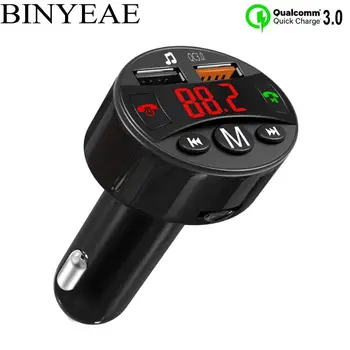 

Binyeae Bluetooth 4.2 FM Transmitter Radio Adapter Car Handsfree Calling 3 USB Port with QC3.0 Fast Charge FM Transmitter Module