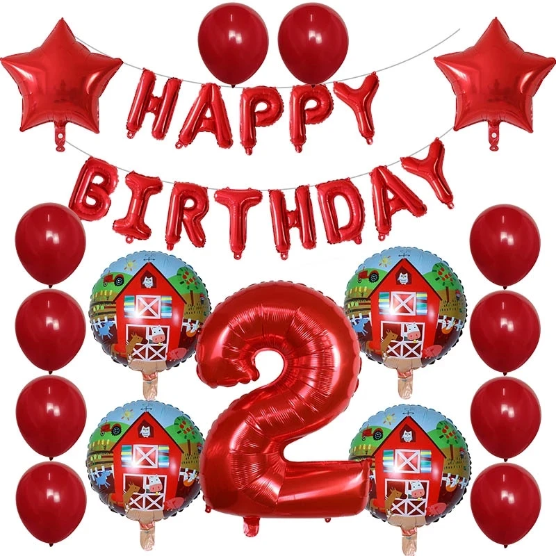 

30pcs Cartoon Animal Farm Foil Helium Balloons Birthday Theme Party Decoration Children's Toys 30inch Number Air Globos Supplies