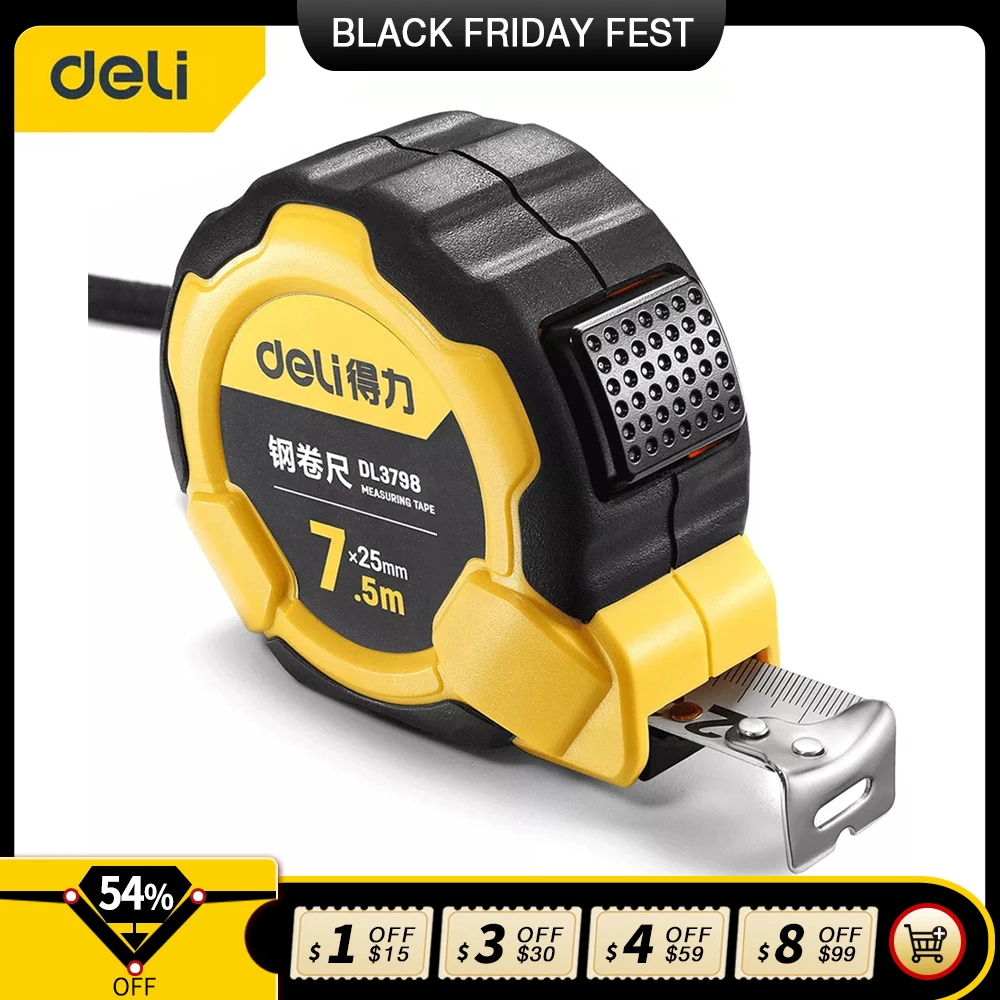 DELI High Precision Steel Measurement Tape System Auto Lock Measure 3/5/7.5/10M Retractable Professional Measuring Tool | Инструменты
