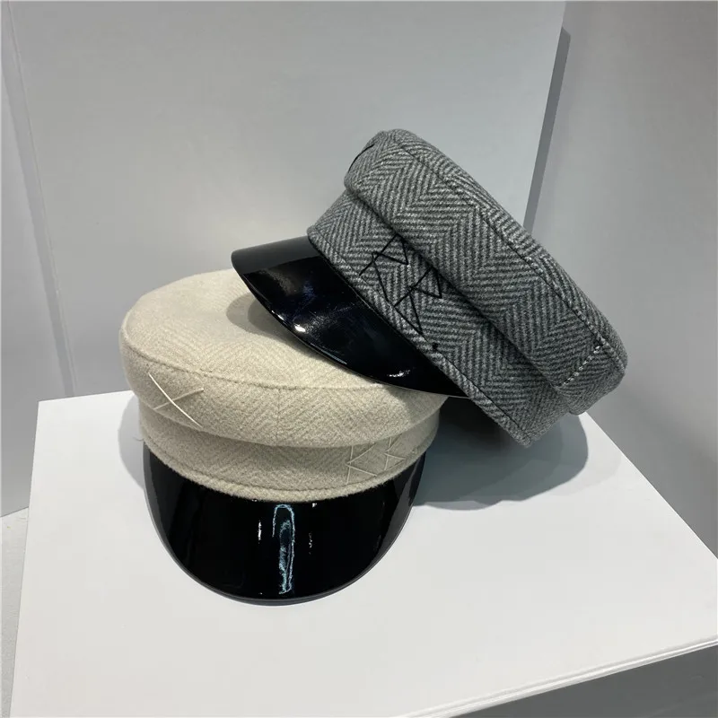 Autumn Winter Caps Monogram-embroidered Baker Boy Cap Women Newsboy Caps