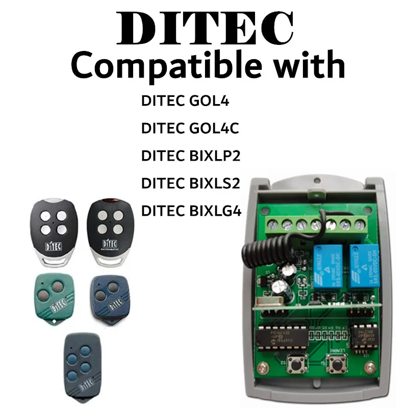 

DITEC 433mhz remote control receiver DITEC GOL4, GOL4C, BIXLP2, BIXLS2, BIXLG4 garage command 433.92mhz transmitter receiver