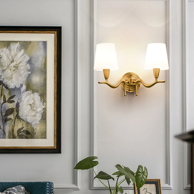 Jmzm Copper Wall Lamp Modern Minimalist Dining room TV Background Bedroom Bedside Staircase Aisle Lamps | Лампы и освещение