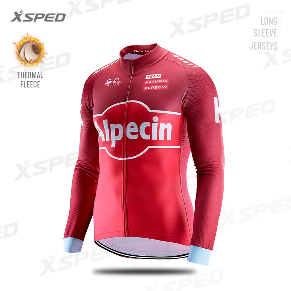 Одежда для велоспорта Alpecin, зимний комплект из Джерси с длинным рукавом, теплая флисовая одежда, ветрозащитная спортивная куртка для велоспорта, спортивный костюм для мужчин - Цвет: Cycling Jerseys