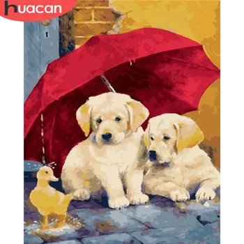 

HUACAN Coloring By Numbers Animal Dog Kits Drawing Canvas DIY HandPainted Painting Pictures Art Gift Home Decor