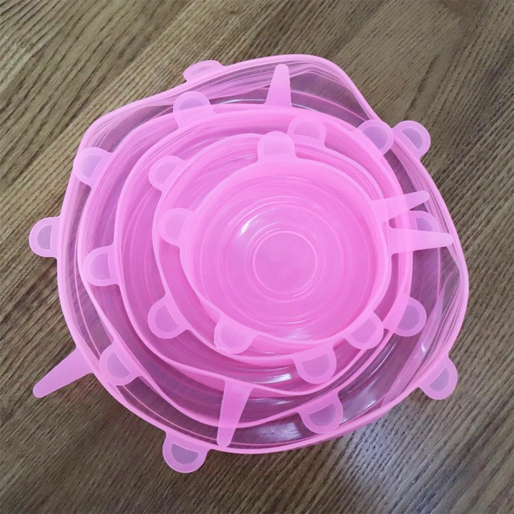 Food Silicone Cover Cap Universal Lids for Cookware Bowl Microwave Reusable Stretch Wrap Covers | Дом и сад