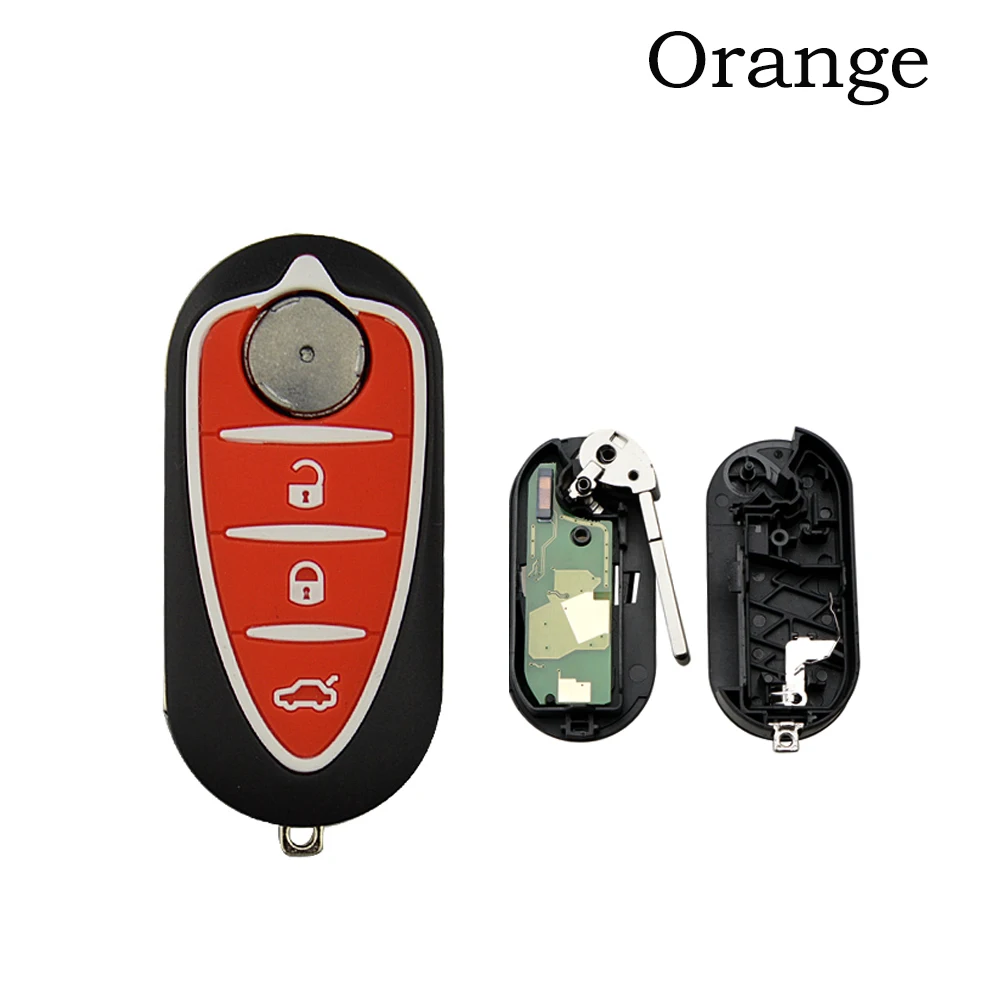 Оранжевый OkeyTech для Alfa Marelli BSI системы дистанционного ключа 433 МГц ID46 PCF7946 чип SIP22 без выреза пустой Клинок 3 кнопки флип складной Автомобильный ключ - Цвет: Оранжевый
