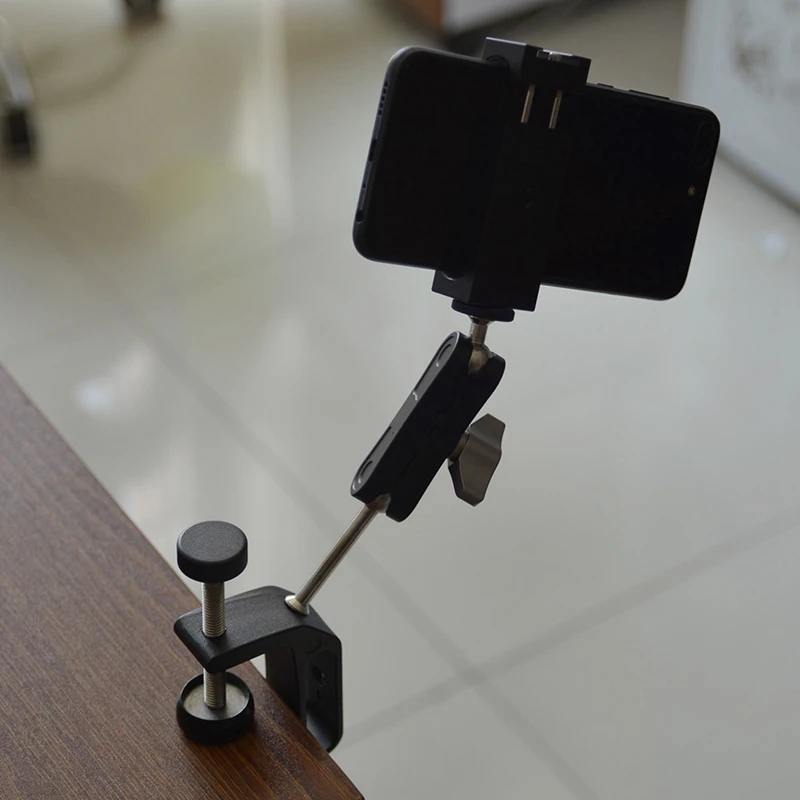Magic Arm Mount CNC Maching Double Ball Head with 1/4 inch Screw for Phone Monitor Gimbal Camera Video Light Tripod
