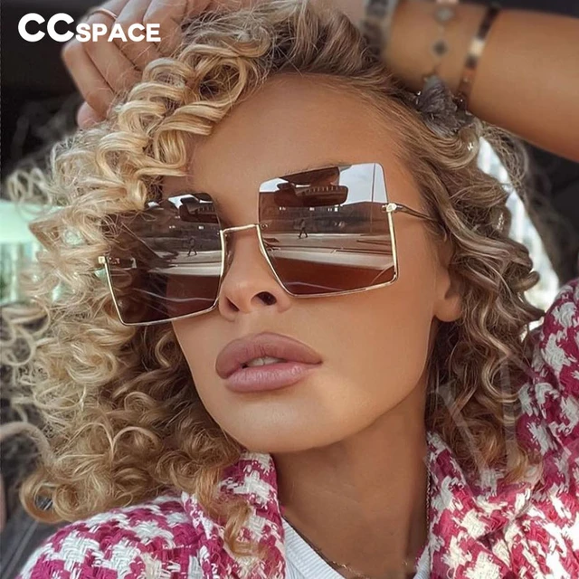 49703 Half Frame Oversized Women Luxury Sunglasses Fashion Square Shades UV400  Vintage Glasses - AliExpress