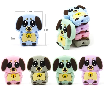 

10Pcs DIY Baby Silicone Teether Nursing Accessories Mini Dog Shape Silicone Beads Shower Gift Silicone Animals Teething ToysGift