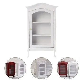 

1Pc Mini Cabinet Simulated Lovely Delicate Wood Display Cabinet Model Desktop Decoration for Children Friend Family