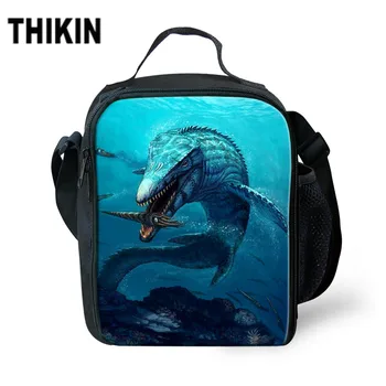 

THIKIN 3D Cool Mosasaurus Dinosaur Print Lunch Bags for Women Personalized Pattern Lunchbag Children Food Box Lancheira Custom