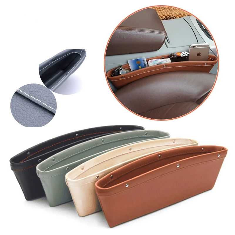 Car Gap Slit Pocket Pu Leather Seat Gap Storage Bag Car Organizer Box For Phones Cards Dropshipping afbeelding