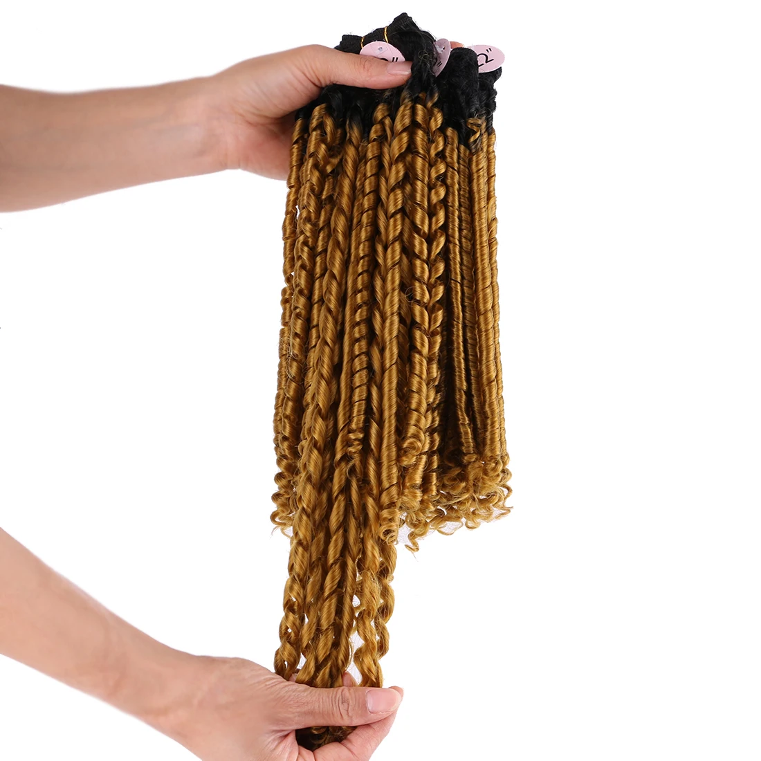 6+1 Gold Fummi Curly Hair Bundles With Closure 6 Bundles One Set 22 Inches Afro Kinky Curly Hair Extensions For Black Women