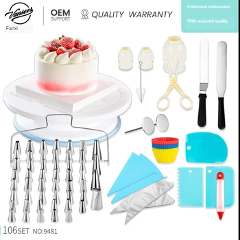 

2020 Decorating Kitchen Tool Set Flower Mounting Tool Set Baking Tool Set Cake Tool 106 Piece Cake Turntable Set