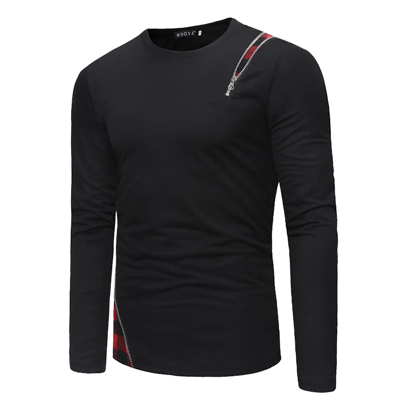 

2018 Spring And Summer New Style MEN'S Long-sleeved T-shirt Korean-style Crew Neck Joint Leisure T-shirt Base Shirt Men's 7424