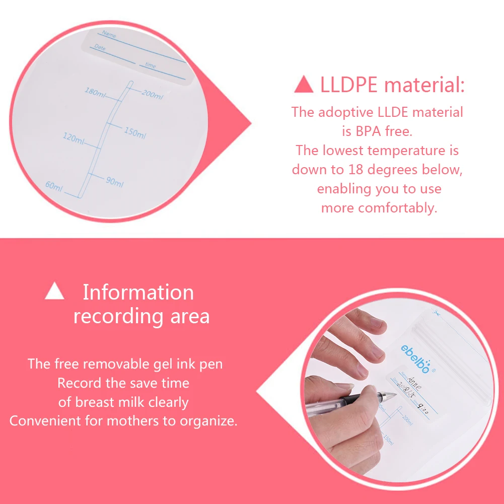 30 PCS / newborn Freezer Bags Baby Feeding Mother Milk Baby Food Storage Baby Feeding Bags baby things