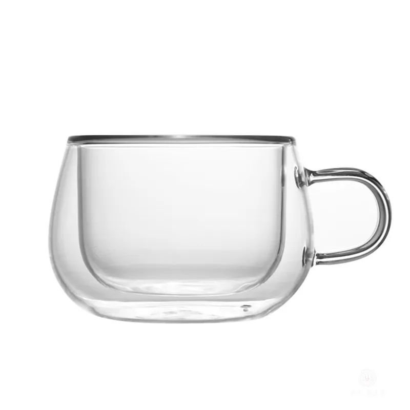 

Double Layer Coffee Mugs Creative Glass Cup and Saucer Pure Color Office Transparent Cups Turkish Milk Lady Gift Kitchen