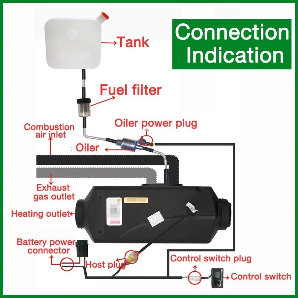 8 кВт Черный одно отверстие нагреватель воздуха стояночный нагреватель поворотный переключатель ЖК-переключатель и цифровой переключатель с глушителем глушитель