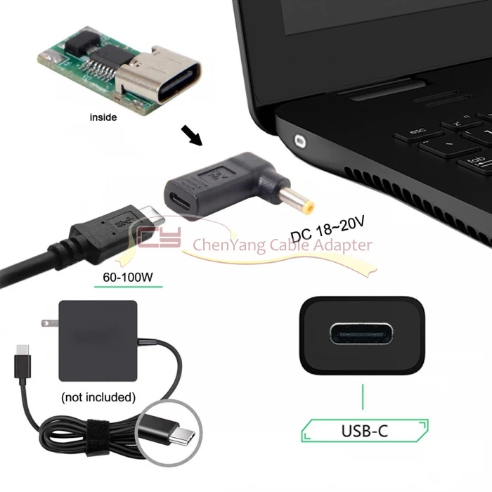 USB 3 1 Тип C переменного тока в постоянный 19V 4 8*1 7 мм адаптер PD эмулятор триггер 90