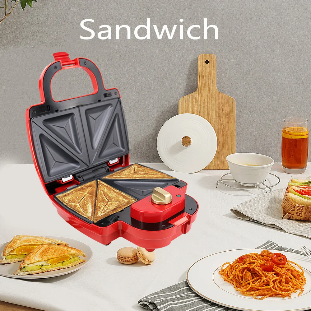 Electric Waffle Iron Bread Maker Sandwich Grill 110-220V 3 In 1 High Capacity Cooking Appliances Kitchen Breakfast Machine