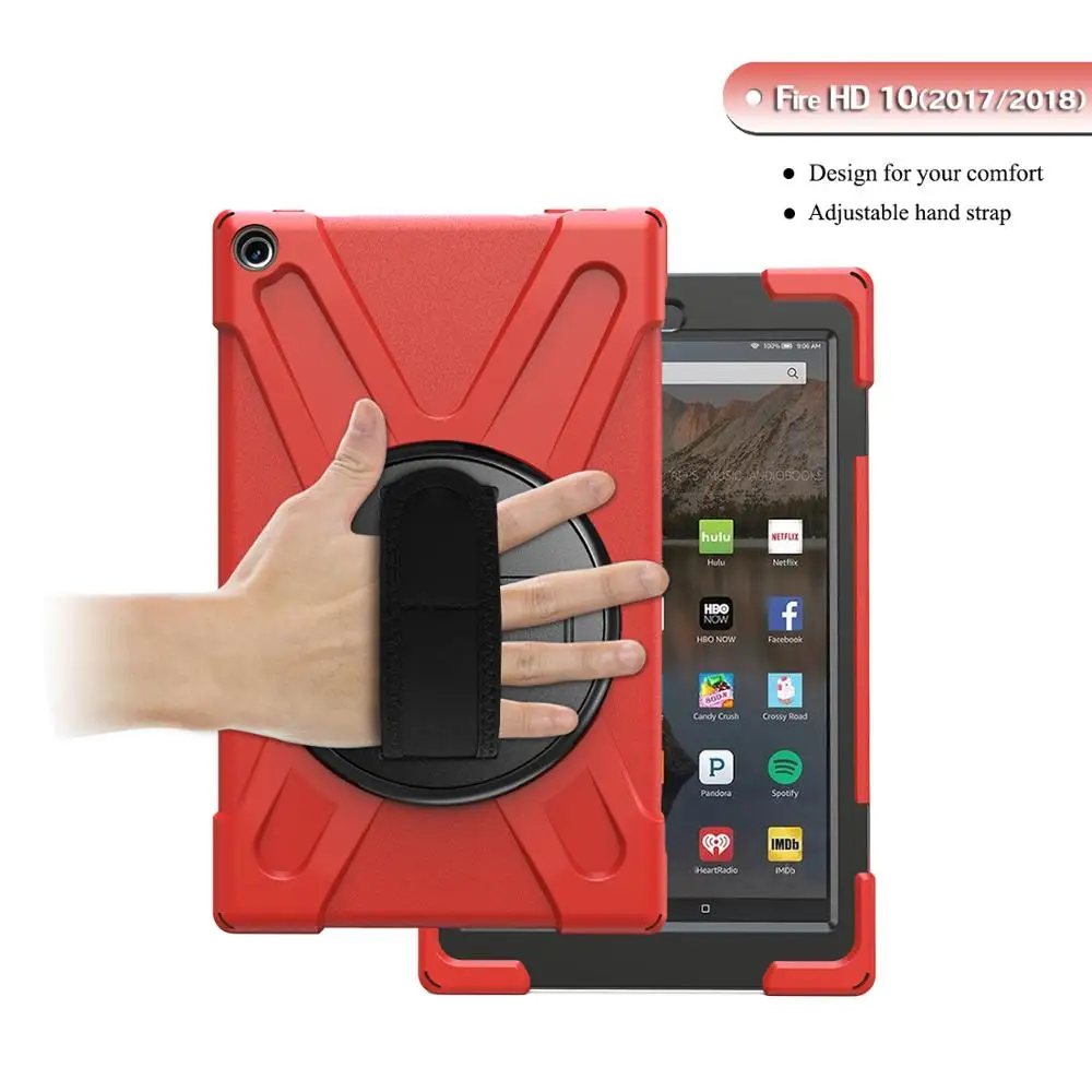 

Чехол Kindle для Kindle Fire HD 10 2019 2018 2017, противоударный защитный прочный Чехол-подставка для планшета
