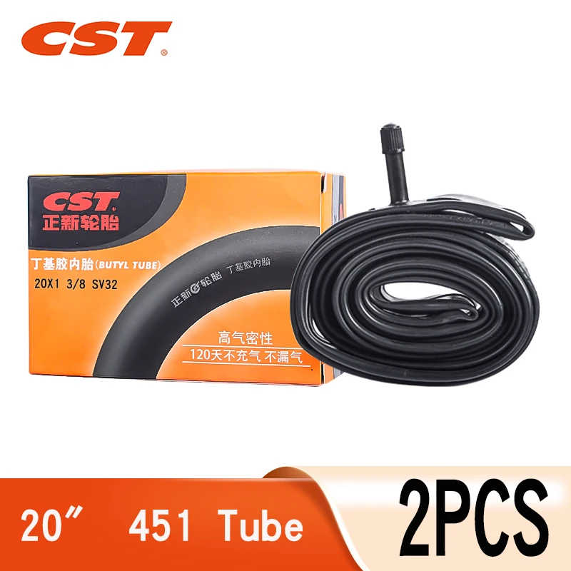 2 Chiếc CST Xe Đạp Bên Trong Ống 20Inch Cho 451 Wheelset Cao Su Butyl Camera Lốp 20X1 1/8 -1 3/8 presta Valve Schrader Ống