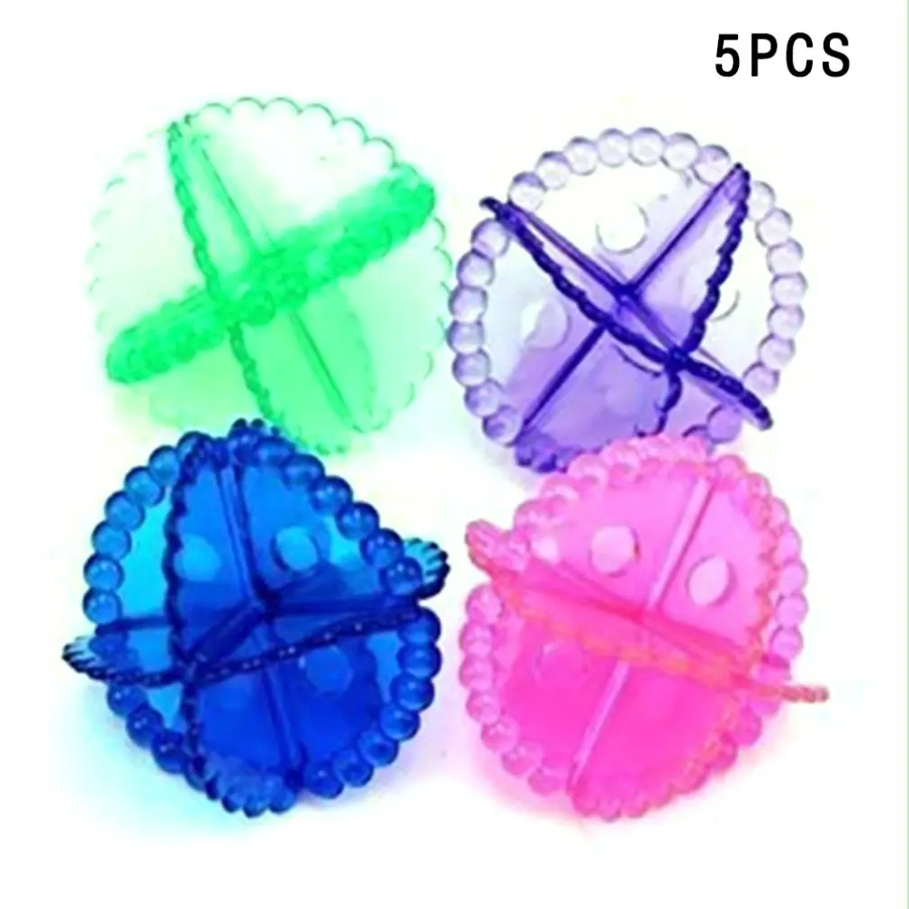 

5pcs Colorful Transparent Soft PVC Magic Washing Ball Protective Stain Laundry Washing Ball Anti-winding Cleaning Ball