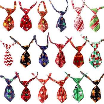 

60 PCS Christmas Neck Tie Adjustable Cute Cartoon Printed Dog Cat Pet Tie Puppy Toy Grooming Bow Tie Necktie Clothes Dropshippin