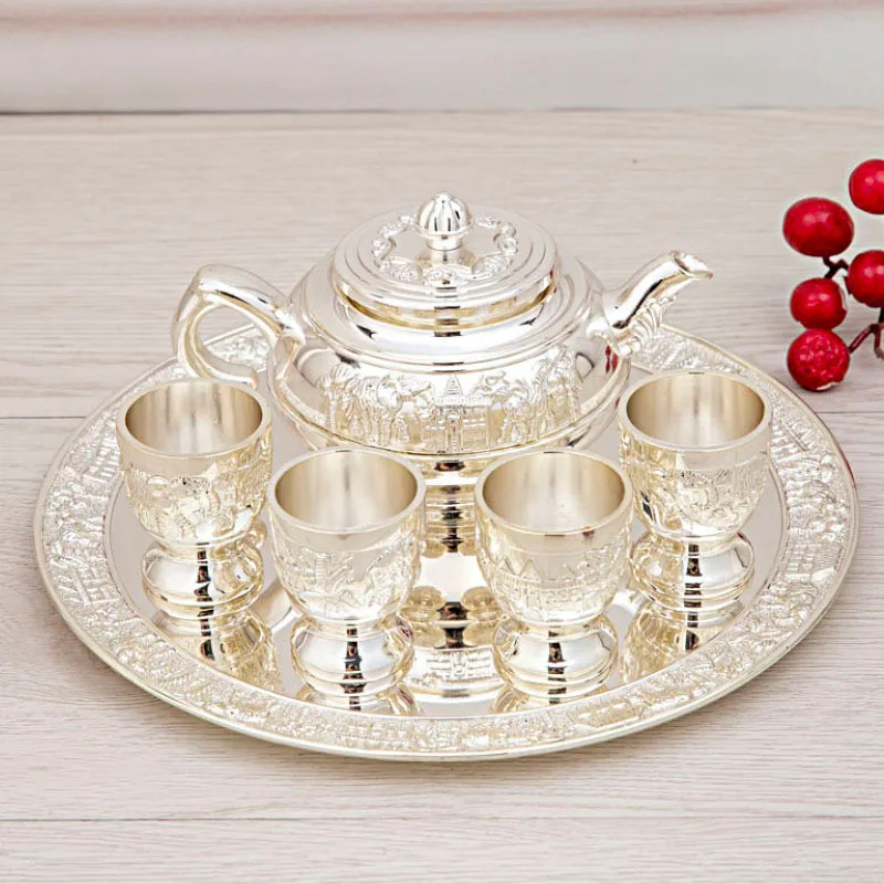 Jogo de café turco de alta qualidade, 6 xícaras e pratos decorados jogo de  chá, bule, xícara de café, decoração de casa, presente de casamento. -  AliExpress