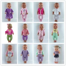 15 colores traje ropa para muñecas apto para bebés recién nacidos de 43cm ropa de muñecas de 17 pulgadas, el mejor regalo de cumpleaños para niños(China)