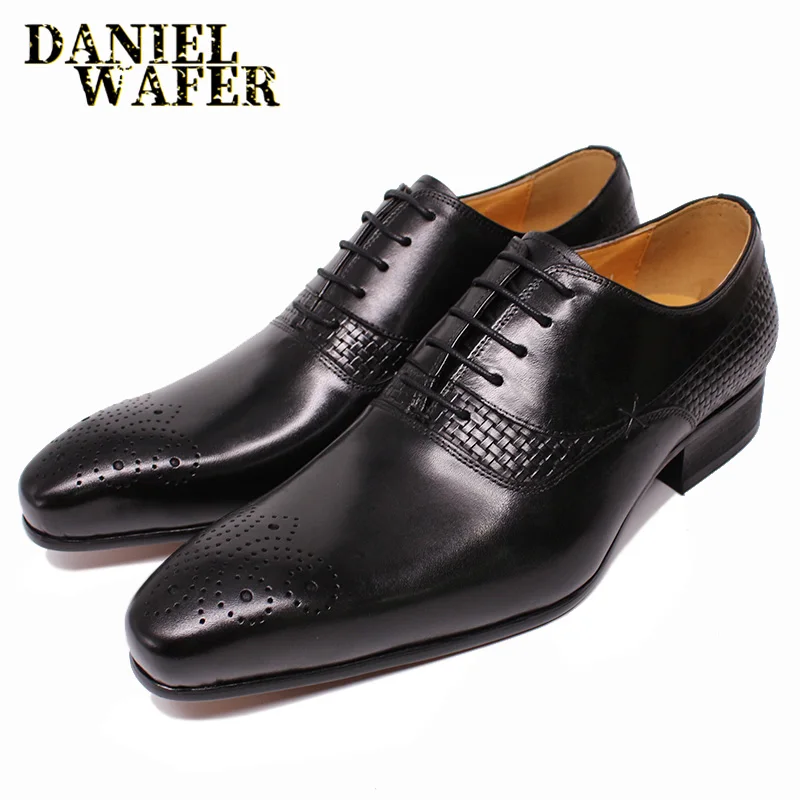 

MEN'S OXFORD DRESS SHOES LEATHER FASHION HANDMADE BROGUE PRINT LACE UP PATCHWORK WEDDING OFFICE BUSINESS SHOES MEN FORMAL SHOES