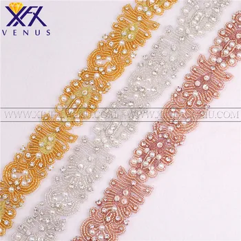 

XFX VENUS Wholesale 10 Pieces Hot fix crystal beaded rhinestones Applique Design Waistband Accessories Apparel band dress DIY