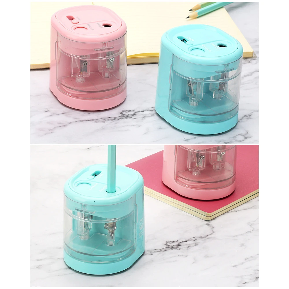 

Automatic Electric Pencil Sharpener Helical Cutter Double-hole Pencil Sharpeners Stationary with USB Cable for Kids Students