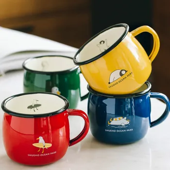 

Cartoon Cute Coffee Mug Ceramic Simple with Lid Handmade High Quality Color Kids Milk Mug Caffe Tazze Drinkware Kitchen DB60MK