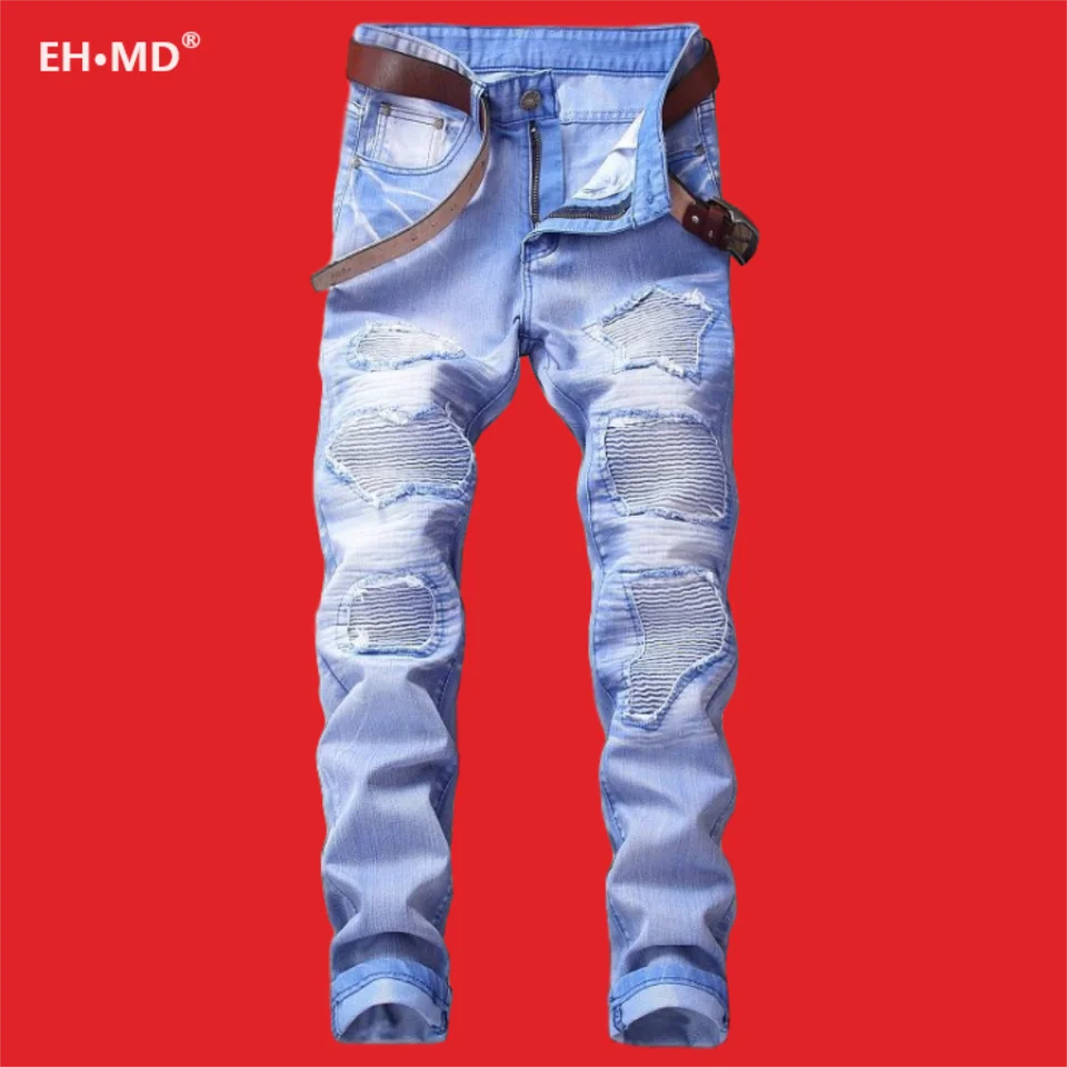bleached blue jeans mens