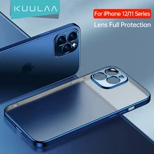 Kuulaa – Coque avec protection pour caméra pour iPhone, étui arrière pour téléphone, sécurité des lentilles, en silicone, revêtement, TPU souple, pour modèle 11, 12, Pro, Max, 12 Mini