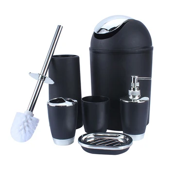 

6Pcs/Set Bathroom Accessory Bin Soap Dish Dispenser Tumbler Toothbrush Holder Set Bathroom Wash Bath Set Storage Dropship