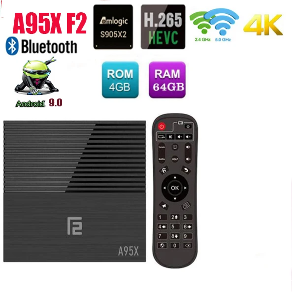 4G 64G Android 9,0 Smart tv Box A95X F2 Amlogic S905X2 USB3.0 1080P H.265 4K 60fps Google плеер магазин Netflix Youtube 4K телеприставка - Цвет: 4G 64G
