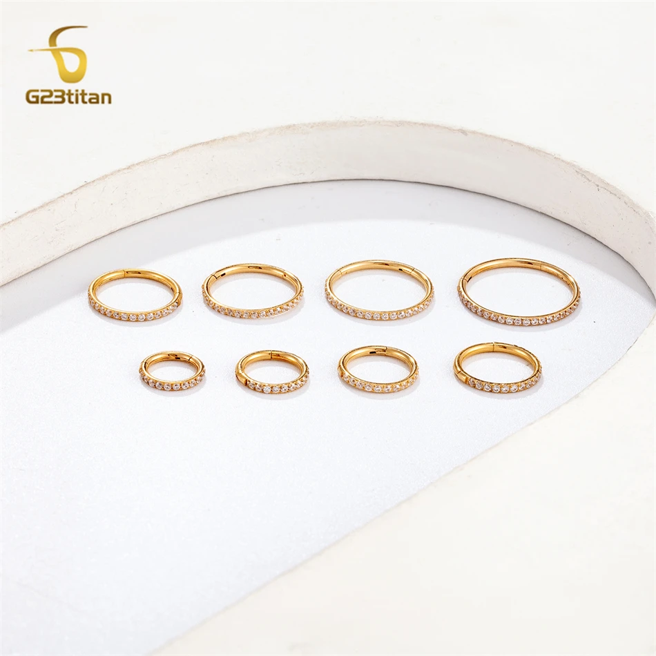 F136 Titanium Clear CZ Cartilage Earring Hypoallergenic 6-14mm Hoop Ear Nose Septum Piercing Rings Conch Daith Helix Tragus Stud - Image 4