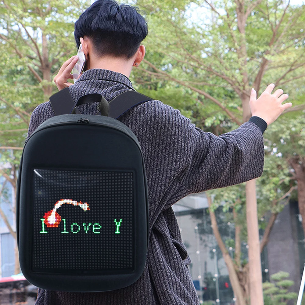 

LED Display Screen Backpack Outdoor Dynamic Advertise Backpack DIY Wireless LED Walking Advertising Backpack APP control Screen