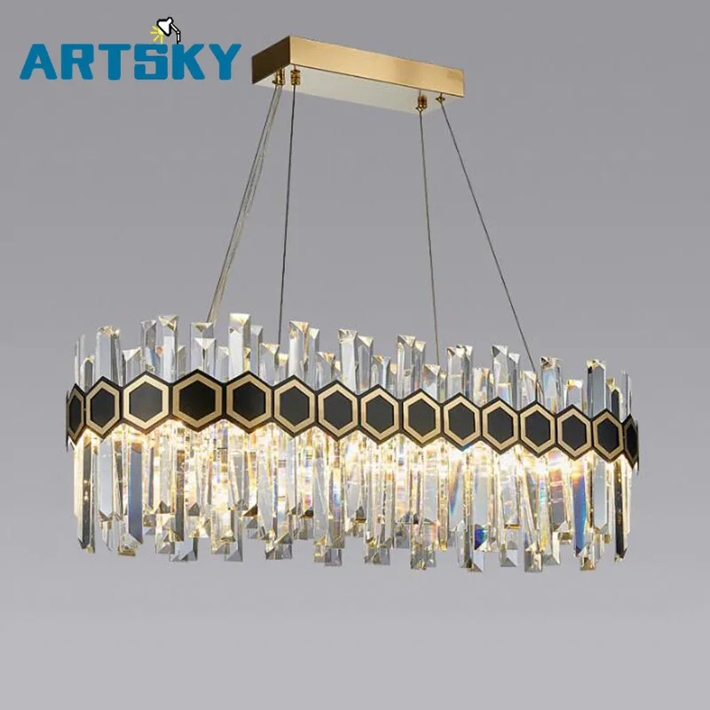 Modern Oval Crystal Chandelier Lighting For living room LED Restaurant Light Luxury Kitchen Island Cabinet Chandeliers Fixtures | Освещение