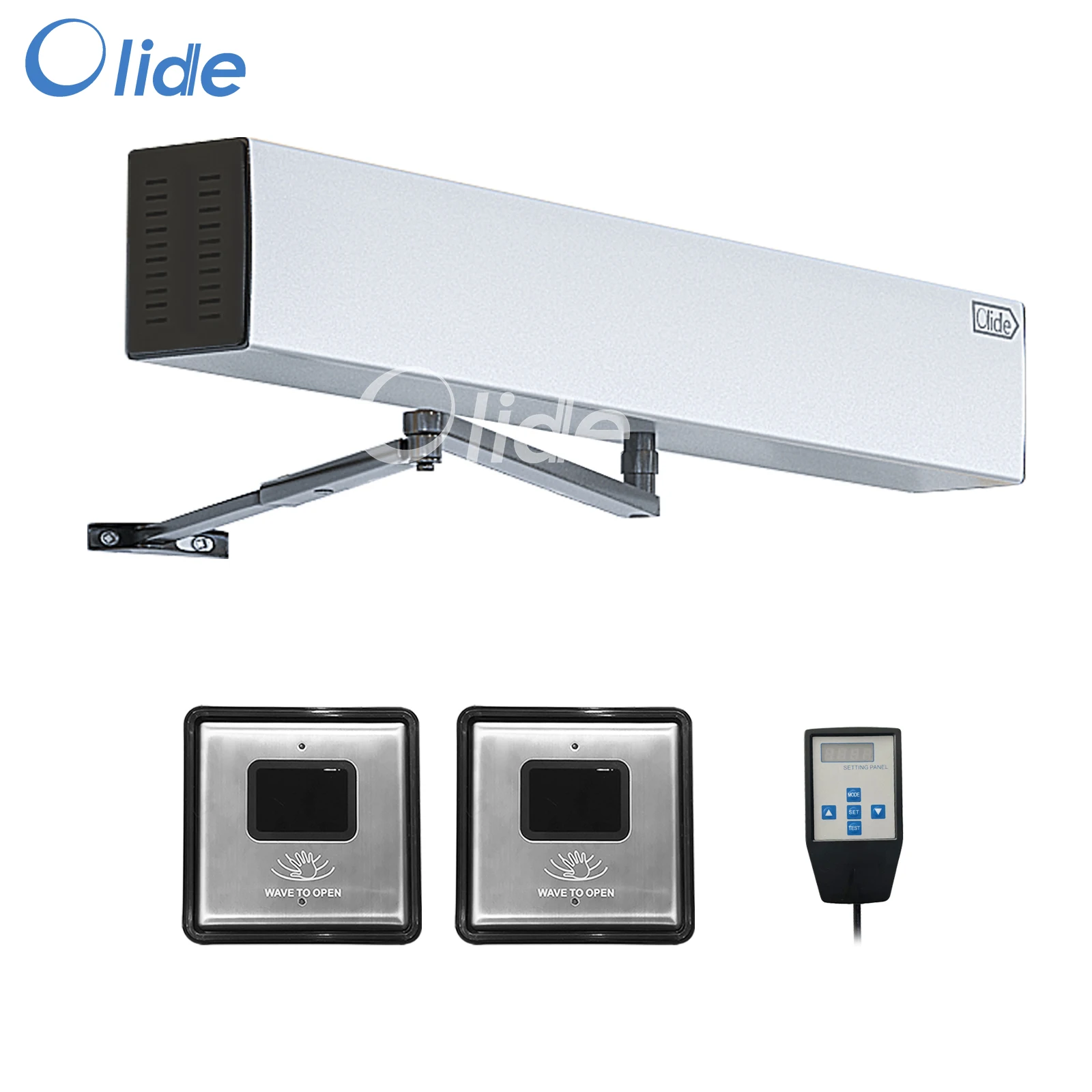 US $588.99 Olide Touchless Sensor Open Automatic Swing DoorPair With 2pcs Wired Square Touchless Wave Sensor Switches