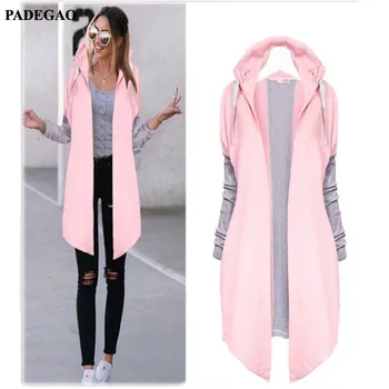 

PADEGAO Autumn Fashion Clothing Patchwork Casual Long Coat Women's Hoody Jacket Long Cardigans Spring Outerwear Coats PDG074