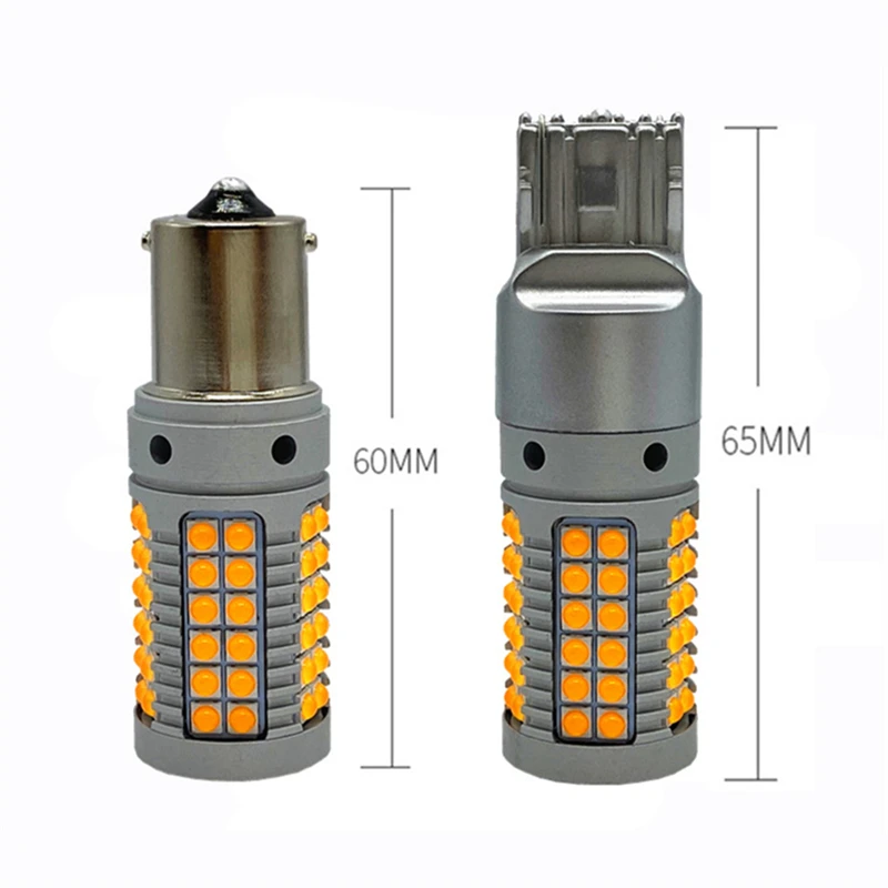 2 шт. Canbus T20 7440 W21W светодиодный желтый светодиодный лампы для указатели поворота Фонарь 1156 Bau15s Ba15s P21W PY21W